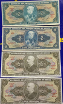 4 Cédulas Cuzeiros Republica dos Estados Unidos do Brasil Antigas Coleção