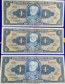 3 Cédulas 1 Cruzeiro República dos Estados Unidos do Brasil Antigas Coleção