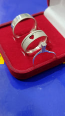 Trio de Alianças Anatômica Namoro Prata 950  Namoro e Cmpromisso 5 mm Lisa Anatômica Coração na Feminina