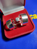 Trio Alianças Prata 950 Namoro e Comrpromisso 8 mm Com anel Solitário Pedra Zircônia 5 mm Temos pedra todas as Cores