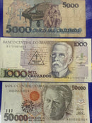 15 Cédulas Cruzeiros e Cruzados Repulblicas do Brasil Antigas Coleção