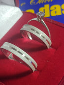 Trio de Alianças 5 mm Prata 950 Solitário 4 mm Todas Cores de Pedra