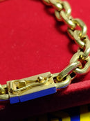 Pulseira ouro 18 kilates Cadeado 13.10,gramas 8 mm 22 Cm  Fecho Gaveta