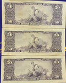 3 Cédulas 50 Cruzeiros Rara Novas Coleção