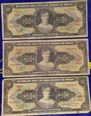 3 Cédulas 50 Cruzeiros Segunda Estampa
