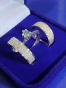 Trio Par Alianças e Anel Namoro Compromisso Prata 950 de lei 5 mm