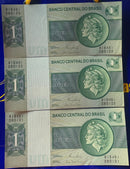 3 Cédulas 1 Cruzeiro Banco Central do Brasil Novas