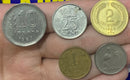 5 Moedas 10 Pesos , 25 Cent, 2 Centavos, 1 Peso 5 c Raraas