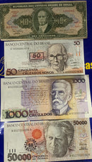 11 Cédulas Cruzeiros e Cruzados Antigas Coleção Antigas Coleção Nacional Raras