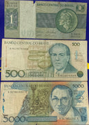 7 Cédulas Cruzeiros e Cruzados Nova, Raras e Colecionáveis