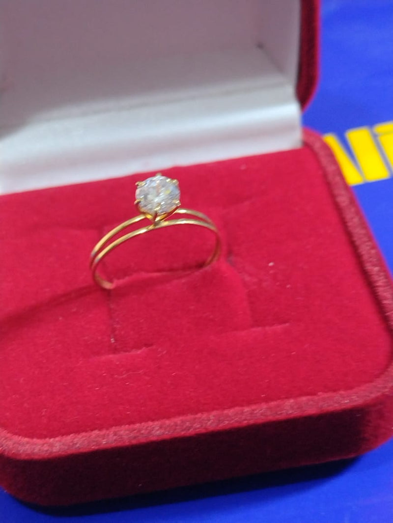 Anel Solitário 2 aros 1 ,10 Gramas Pedra Zircônia 5 mm