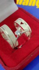 Alianças Namoro e Cmpromisso 6 mm Fosca Maciça Preata 950 Trio anel Solaitário