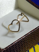 Anel Dois Corações Ouro 18 Kilates Peso 1.30 Gramas Aro 1 mm