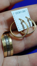 Brincos Ouro 18 Kilates Peso 2,00 Gramas Medidas 19 mmTubo Oco 3 mm