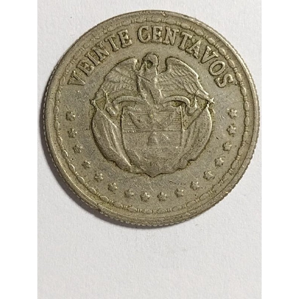 Moeda 20 Centavos 1950 Colômbia 28 mm