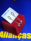 Brincos Moderno Cristal 5 mm Comprimento 28 mm  Ouro 18 Kilates  1.00 Grama