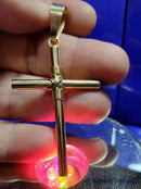 Pingente Cruz Palito Com Fio Ouro 18 Kilates 45 mm Peso 7.90 Gramas Oco