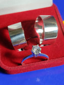 Trio Alianças Prata 950 Namoro e Comrpromisso 8 mm Com anel Solitário Pedra Zircônia 5 mm Temos pedra todas as Cores