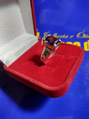 Anel Prata 950 largura 6 mm anel Solitario pedra Zircônia 10 X 6 mm