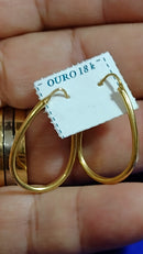 Brinco Tubo Ouro 18 Kilates 2.60 Grama Oval 30 x 20 mm 15 mm Oco Grande