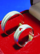 Par Alianças Coração Retas Kina Namoro Compromisso Prata 950 Fosca 8 mm Risco no Meio