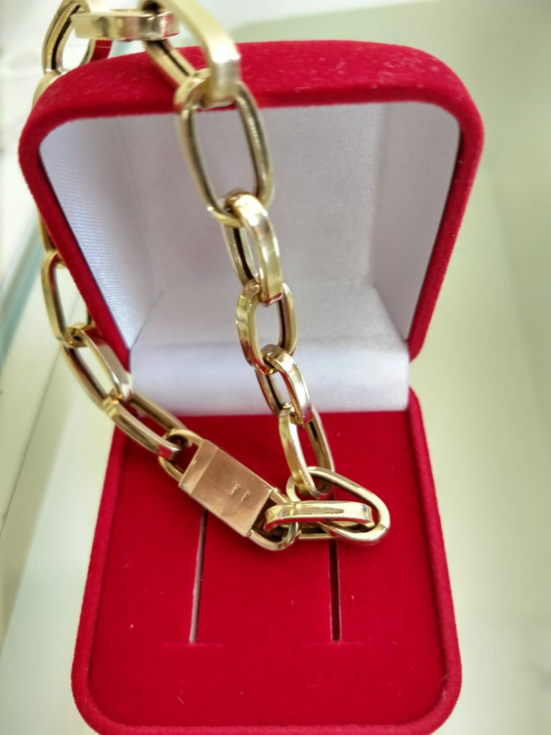 Pulseira Ouro 18 kilates Pulseira Baquert Oco 5 mm 7 Gramas