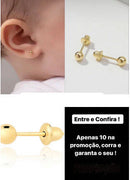 Brincos Bola 3 mm Ouro 18 Kilates