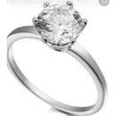 Anel solitário prata 950 pedra 4 mm Bilhoasa