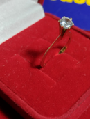 Anel Ouro 18 Kilates Solitário 2.40 Gramas Anel Com 1 Pedra Zircônia de 3 mm  Originais de qualidade