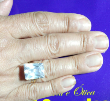Anel Ouro 18 Kilates Solitário Pedra Peso 10,00 Gramas Zircônia 20 x15 mm Pedras Todas Cores