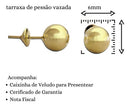 Brinco Bola 6mm Em Ouro 18k 750 Adulto