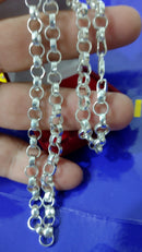 Cordão Feminino Elos Português 6 mm Prata 950 De Lei - 27 Gramas Maciço 6 mm 55 Cm Com Pingente