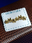Brincos 3 Estrelinhas 10 mm Ouro 18 Kilates  0.40 Grama