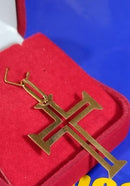 Pingente Cruz Vazado laminada 30 mm Cruz Ouro 18 Kilates 2.10 Gramas Maciça
