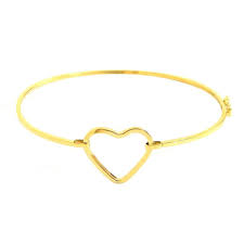 Bracelete Coração 18 kilates 5 Gramas 2 mm Oco Polido liso Trava de Segurança com Fecho resistente Modelo Amor