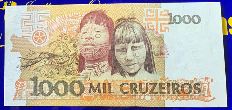 Cédula 1000 Cruzeiros Banco Central Do Brasil Antigas Coleção Brasil