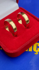 Par 18 Kilates Com Kina Casal Noivado Casamento Ouro 18 Kilates 6.00 Gramas 5 mm Alianças