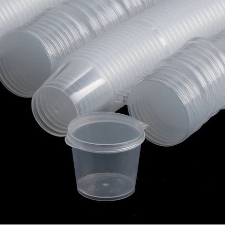 Copos de plástico 25 ML transparente claro alimentos pequenos recipientes molho caixa pacote 15 Potes