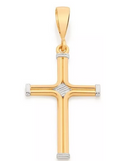 Pingente Cruz Moderna Ouro 18 Kilates Peso 4 Gramas 35 mm Detates Ouro Branco