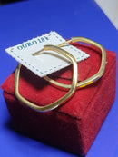 Brincos Argolas Sextavadas 23 mm Gotas Ouro 18 Kilates  1.90 Gramas