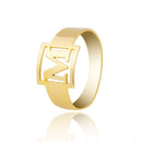 Anel Ouro 18 Kilates todas as letras  6 Gramas aro 5 mm