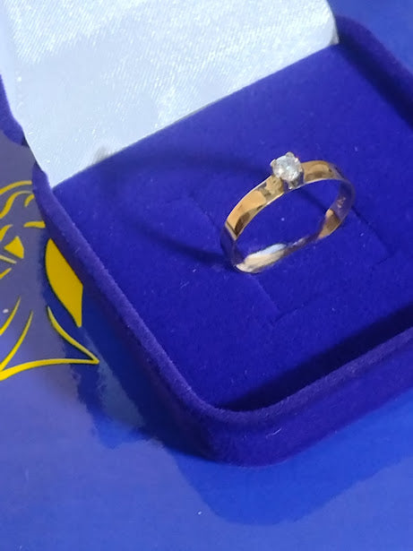 Anel Ouro 18 kilates Casamento Noivado Compromisso 2.10 Gramas Pedra Zircônia 3 mm