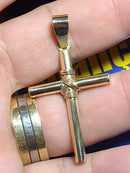 Pingente Cruz Ouro 18 Kilates 6.40 Gramas Oco Tubo 4 mm 40mm = 4 Cm