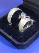 Trio Par Alianças e Anel Namoro Compromisso Prata 950 de lei 5 mm