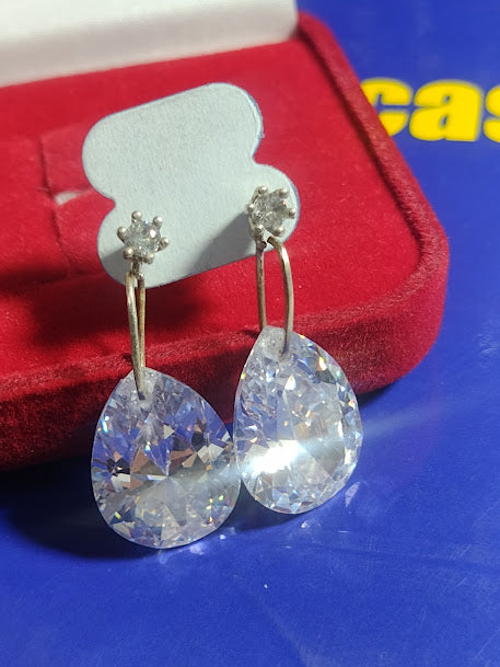 Brincos Prata 950 Pedra Zircônia 30 mm Peso 9.00 Gramas