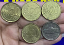 Kit 5 Moedas Euro e Dólar