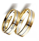 Par Aliança Casamento Ouro 18 Kilates 3 Pedras Zircônias de 3 mm Anatômicas