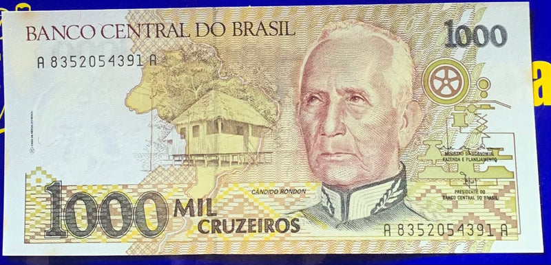 Cédula 1000 Cruzeiros Banco Central Do Brasil Antigas Coleção Brasil