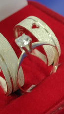 Alianças Namoro e Cmpromisso 6 mm Fosca Maciça Preata 950 Trio anel Solaitário