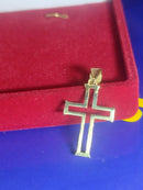 Pingente 21 mm  Vazada Cruz Ouro 18 Kilates 1.20 Gramas Maciça